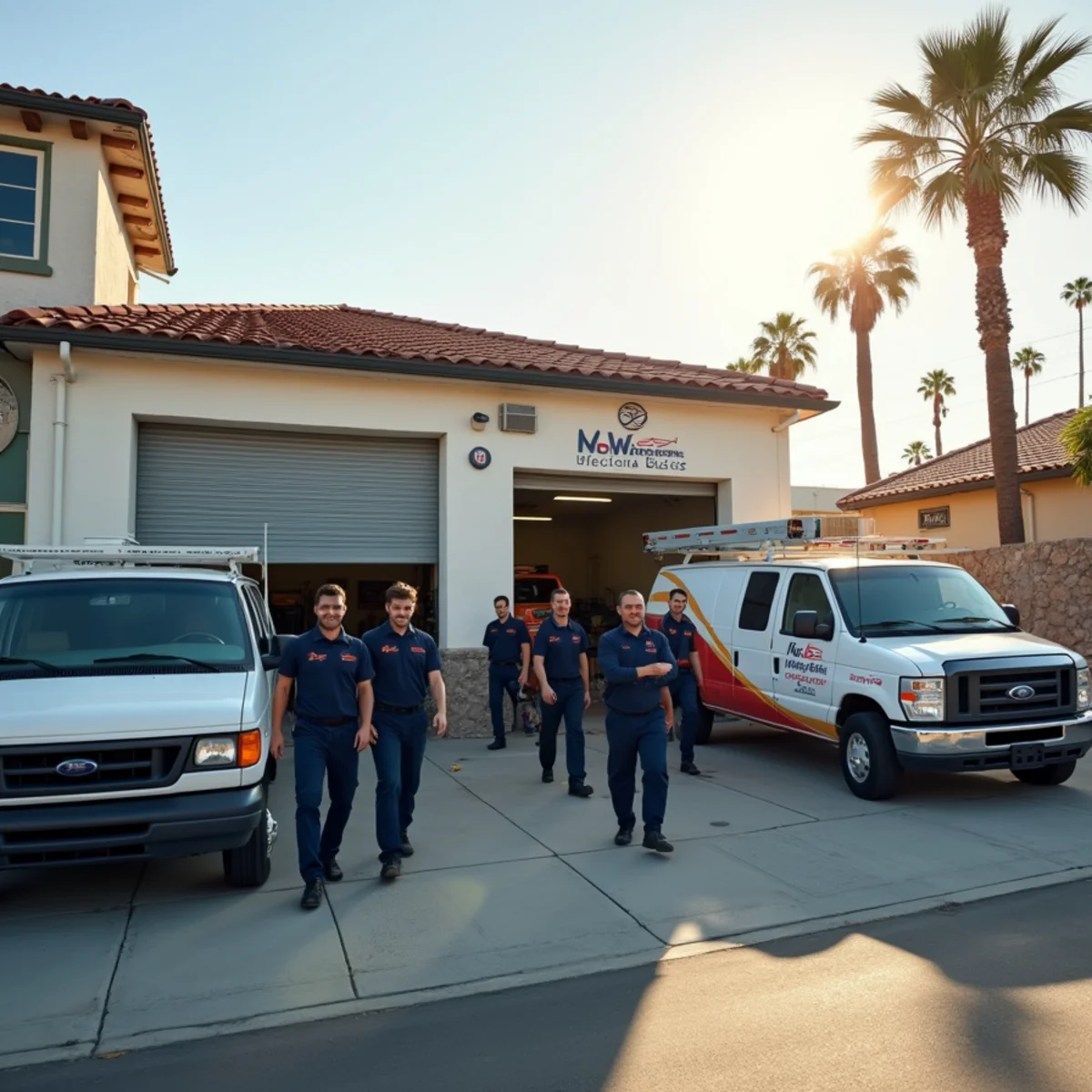 South Bay Pro Plumbing crew and service trucks outside the National City shop