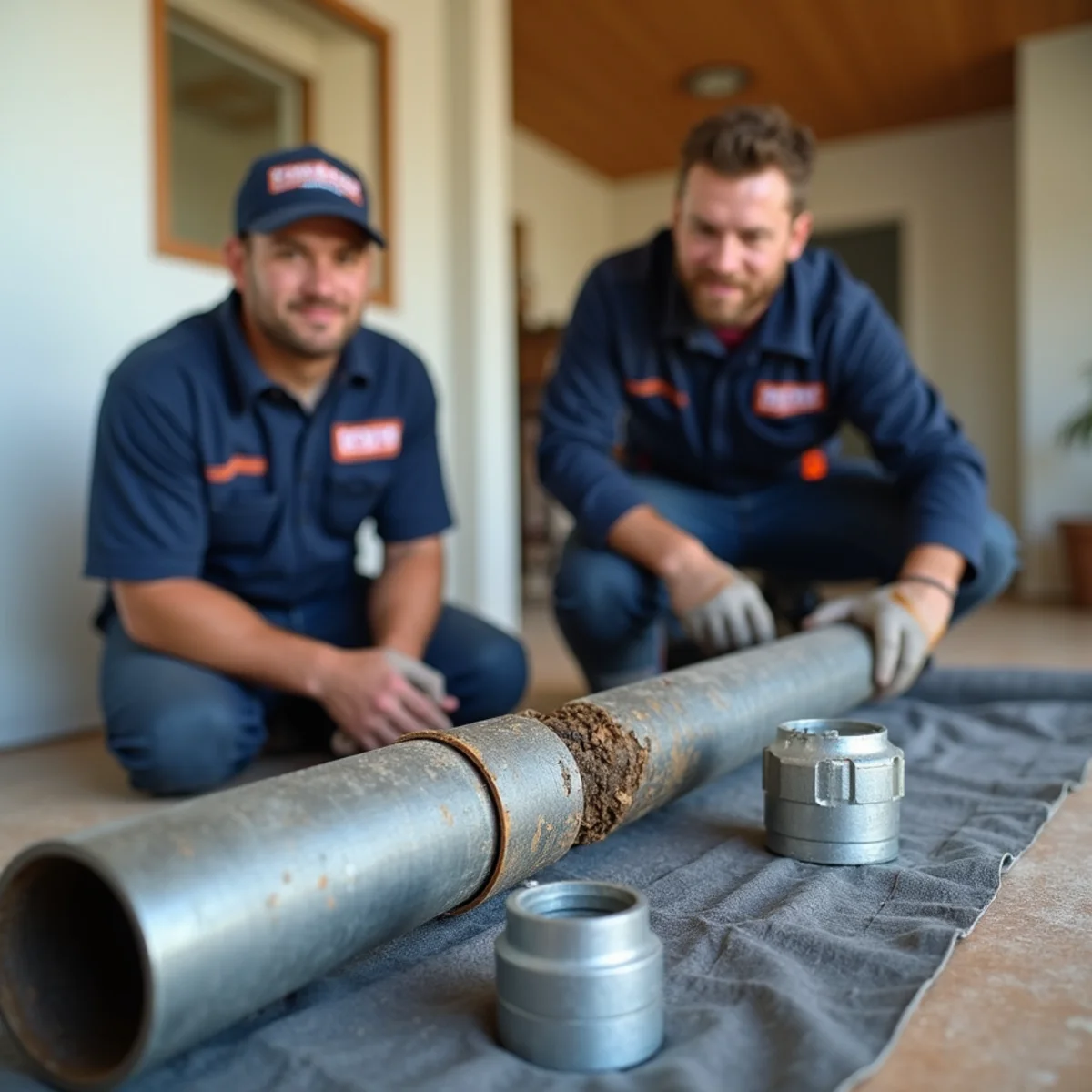 Burst galvanized pipe repair in a 1950s National City home