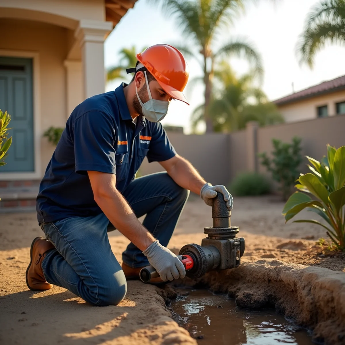 Sewer backup cleanup and sanitization in a National City bathroom