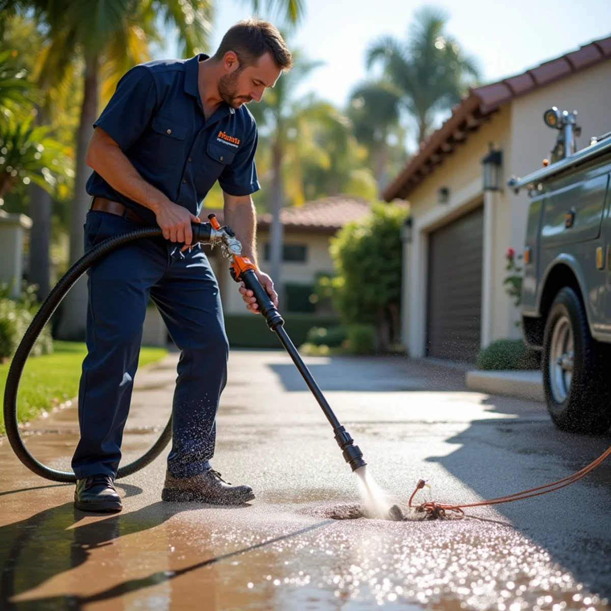 Drain Cleaning in action on a South Bay home by South Bay Pro Plumbing crew
