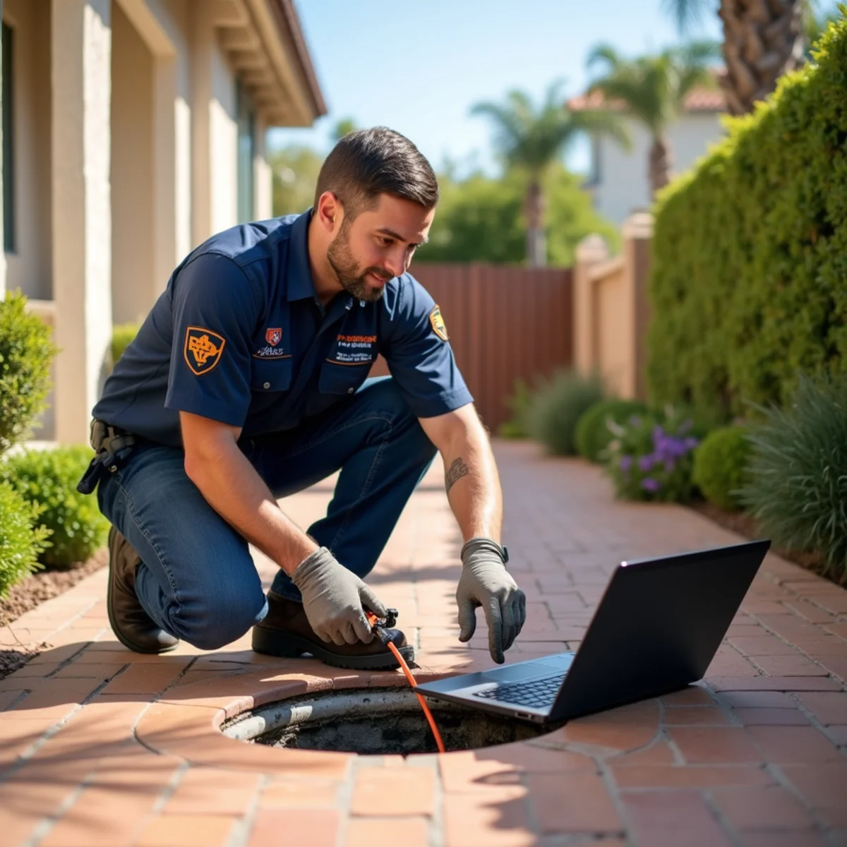 Plumber running a sewer camera through a National City kitchen drain