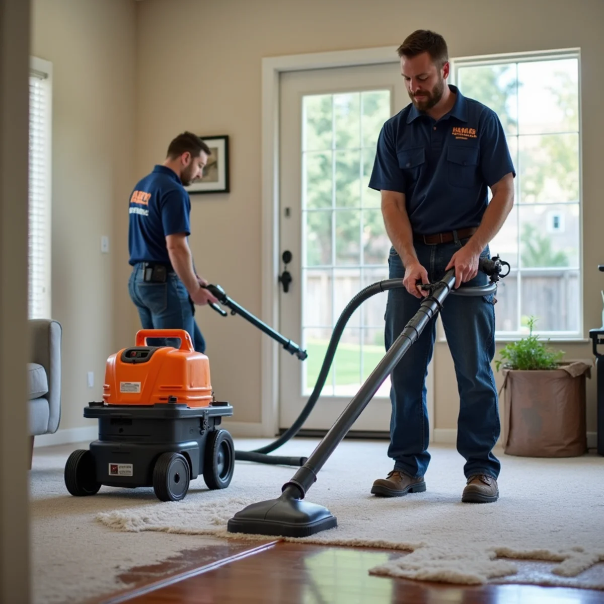 Water extraction after a plumbing flood in a National City home