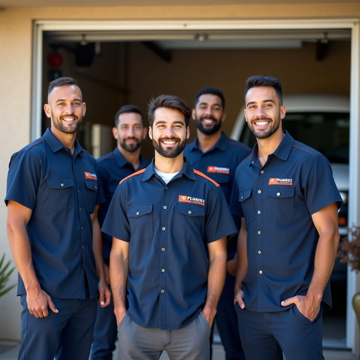 South Bay Pro Plumbing crew standing outside the National City shop on W 19th St
