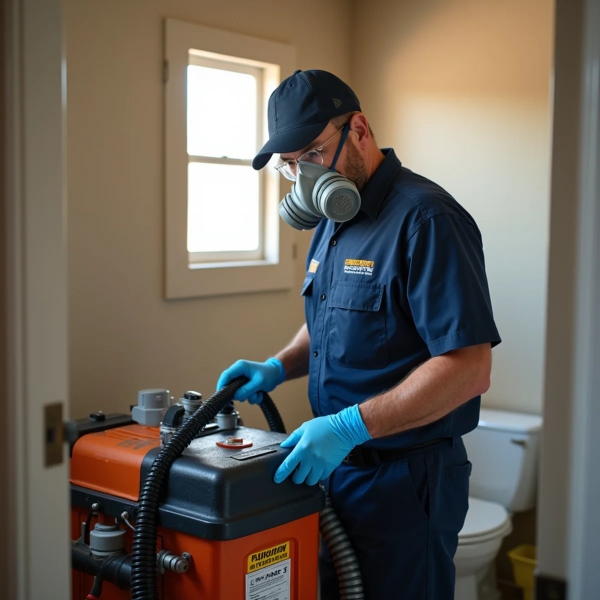 Sewer backup cleanup and sanitization in a National City home