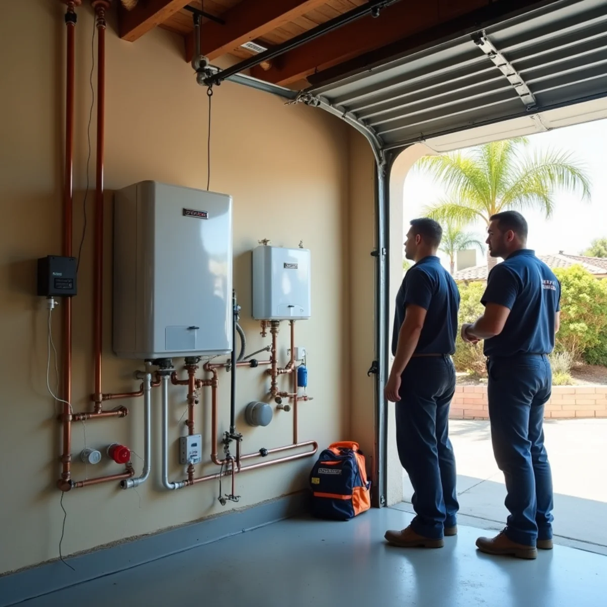 New tankless water heater installed in a National City garage